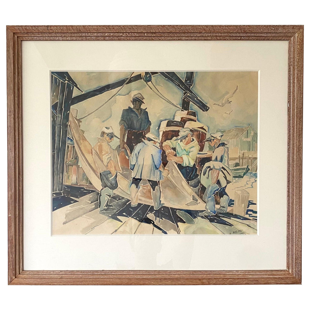 Whimsical Fishing Illustration Cartoon 1938 Mt Tremblant Ski Lodge William Steig