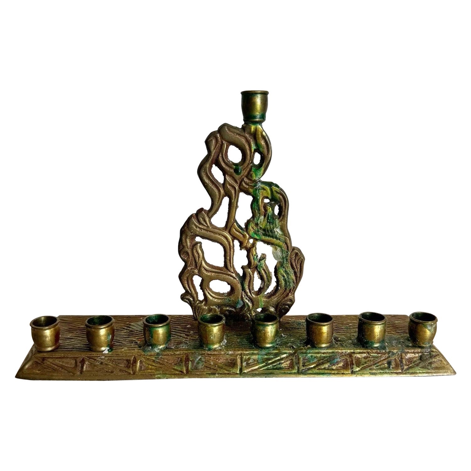 RARE Judaica Holocaust Memorial Menorah Bronze Sculpture