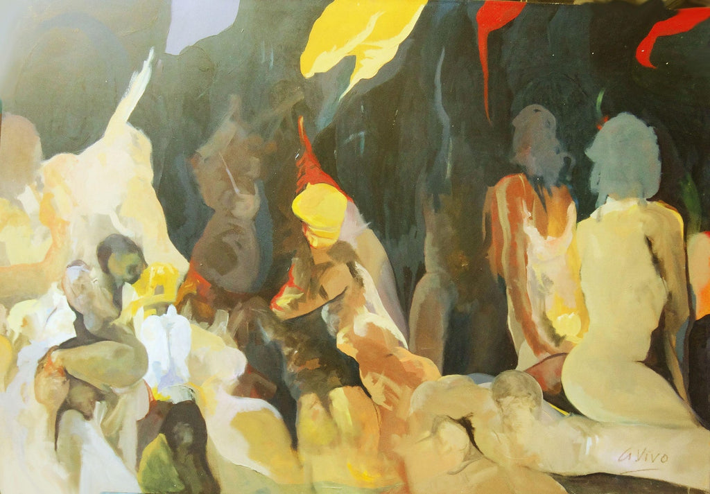 Spanish Catalan Modernist Oil Painting Drummer Boy Figurative Abstraction