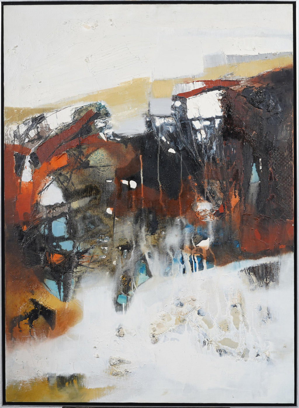 Large Rigoberto Mena Contemporary Cuban Abstract Expressionist Oil Painting