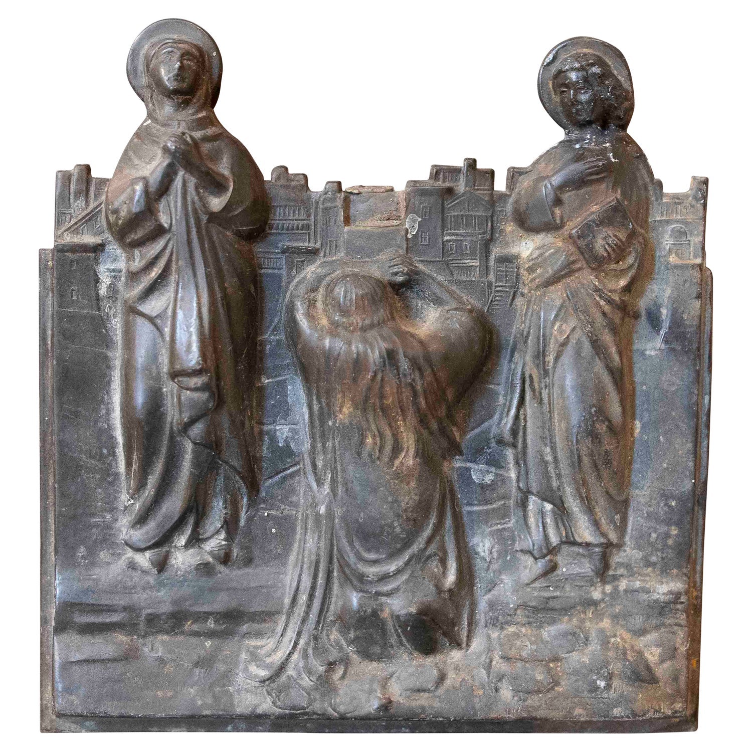 Three Girls Bronze Relief Sculpture Plaque Chaim Gross Modernist WPA Era Artist