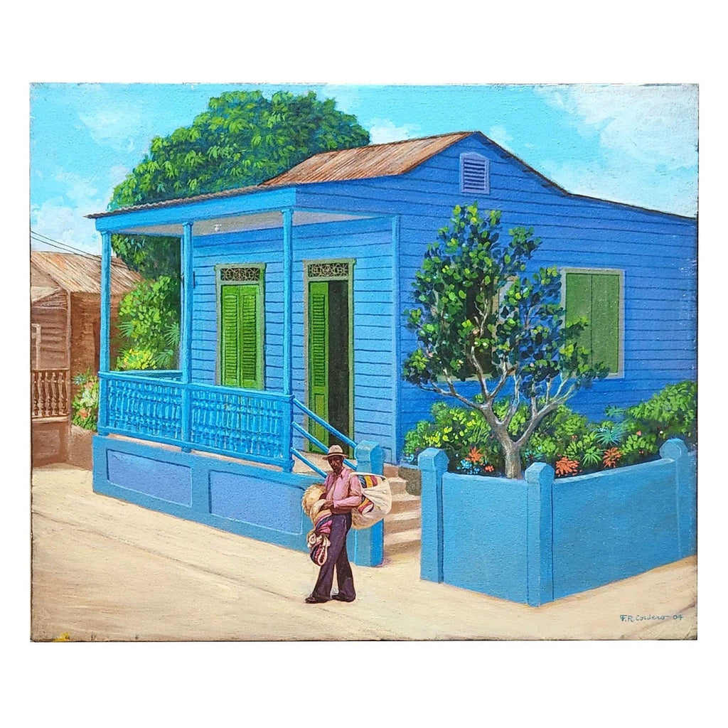 Guatemalan Latin American Oil Painting Modernist Porch Scene
