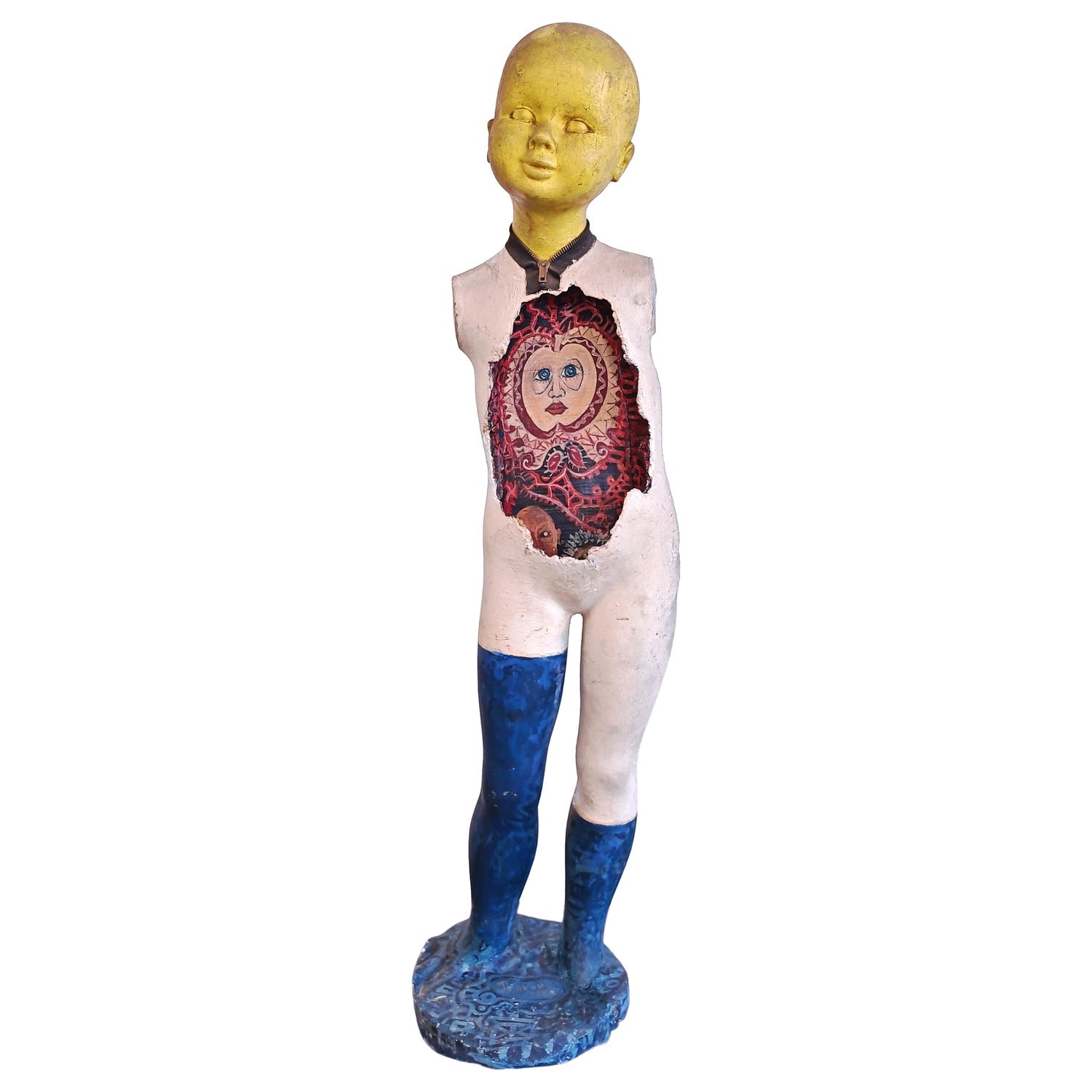 Large 3D Sculpture with Hand Painting Construction Mimi Gross Wood Assemblage