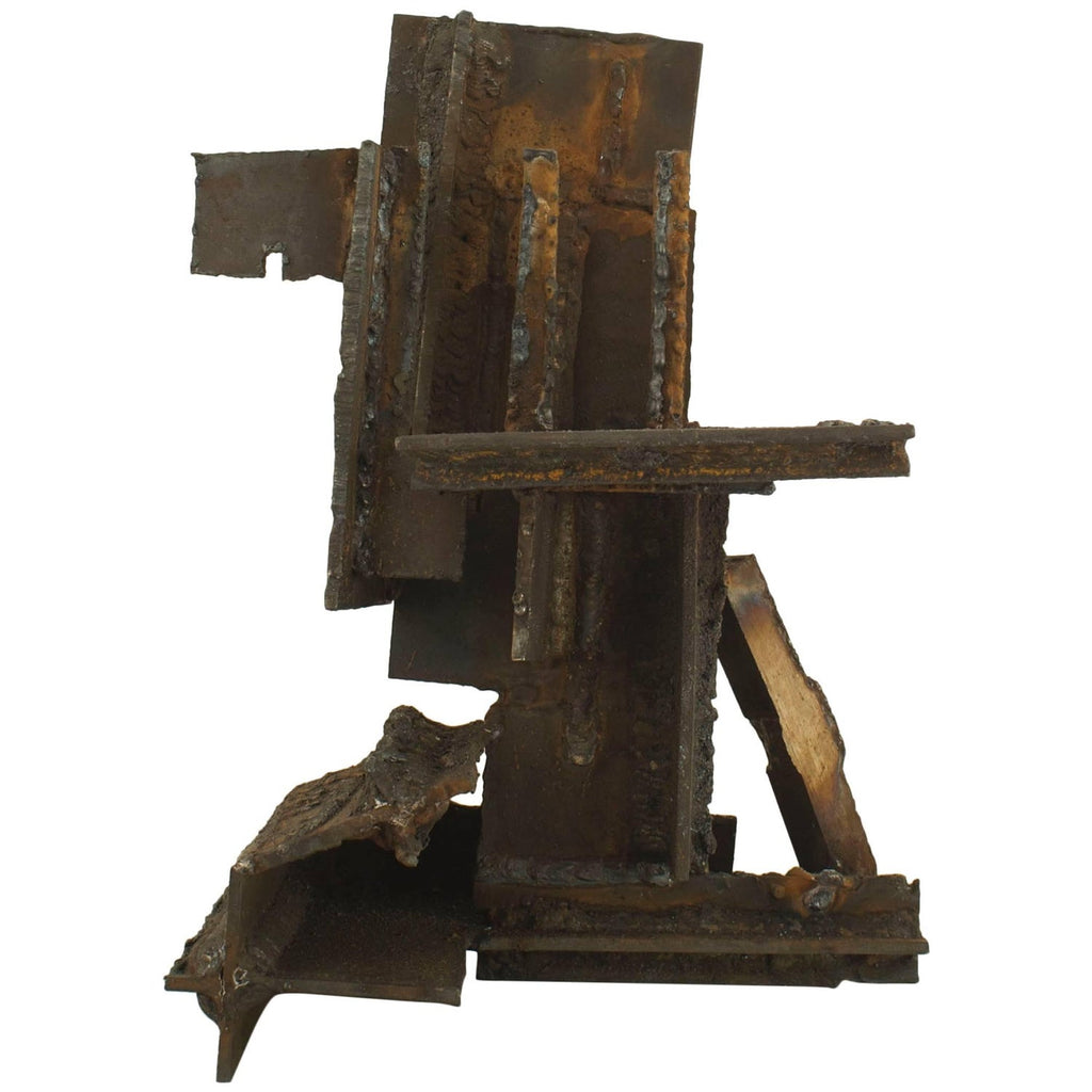 Abstract Expressionist Patinated Metal Assemblage Sculpture Steel, Nuts, Bolts
