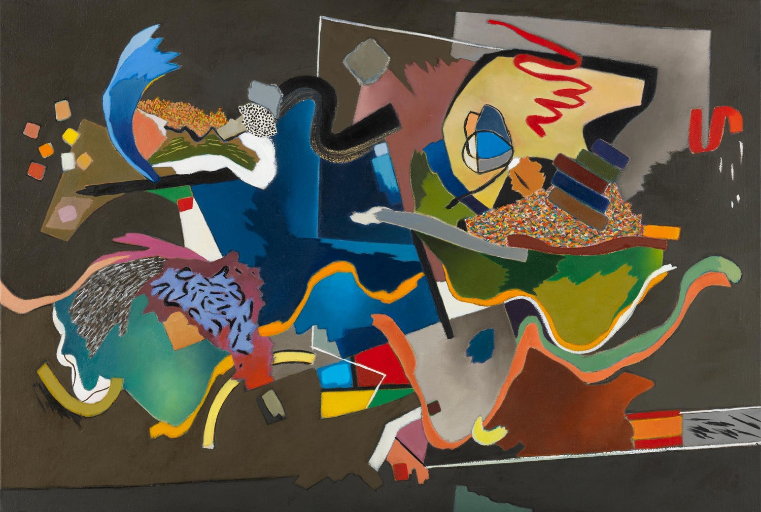 French Surrealist Colorful Futurist Abstract Painting Composition V