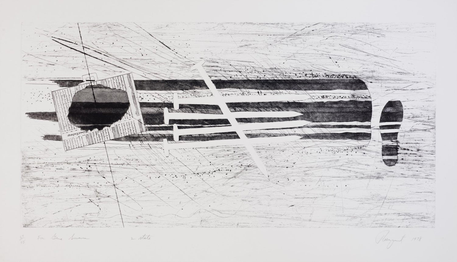 Large American Pop Art Abstract Aquatint Etching James Rosenquist Just Desert