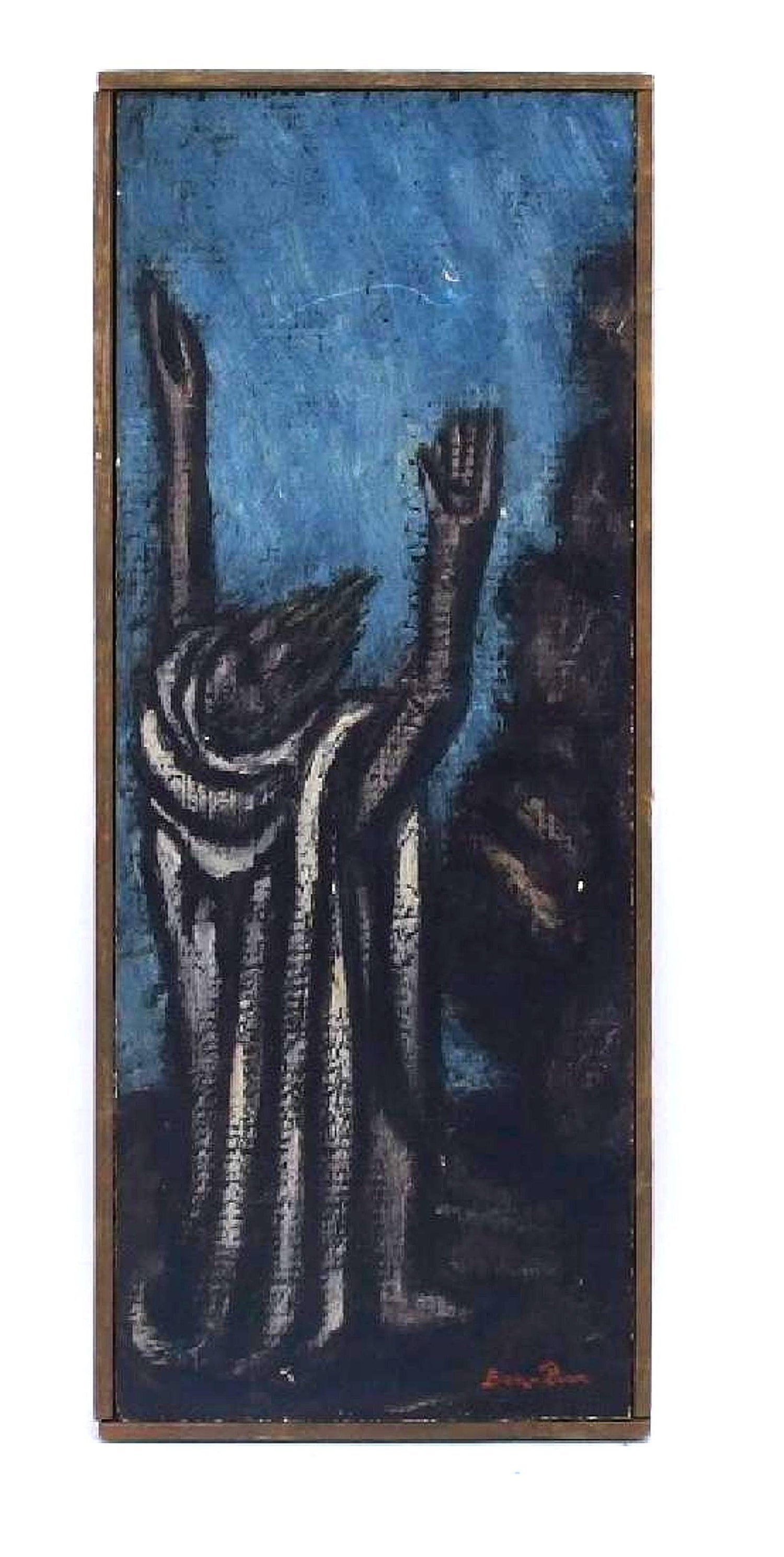 Modernist Judaica Oil Painting "Old Jew" Jewish Rabbi at Prayer