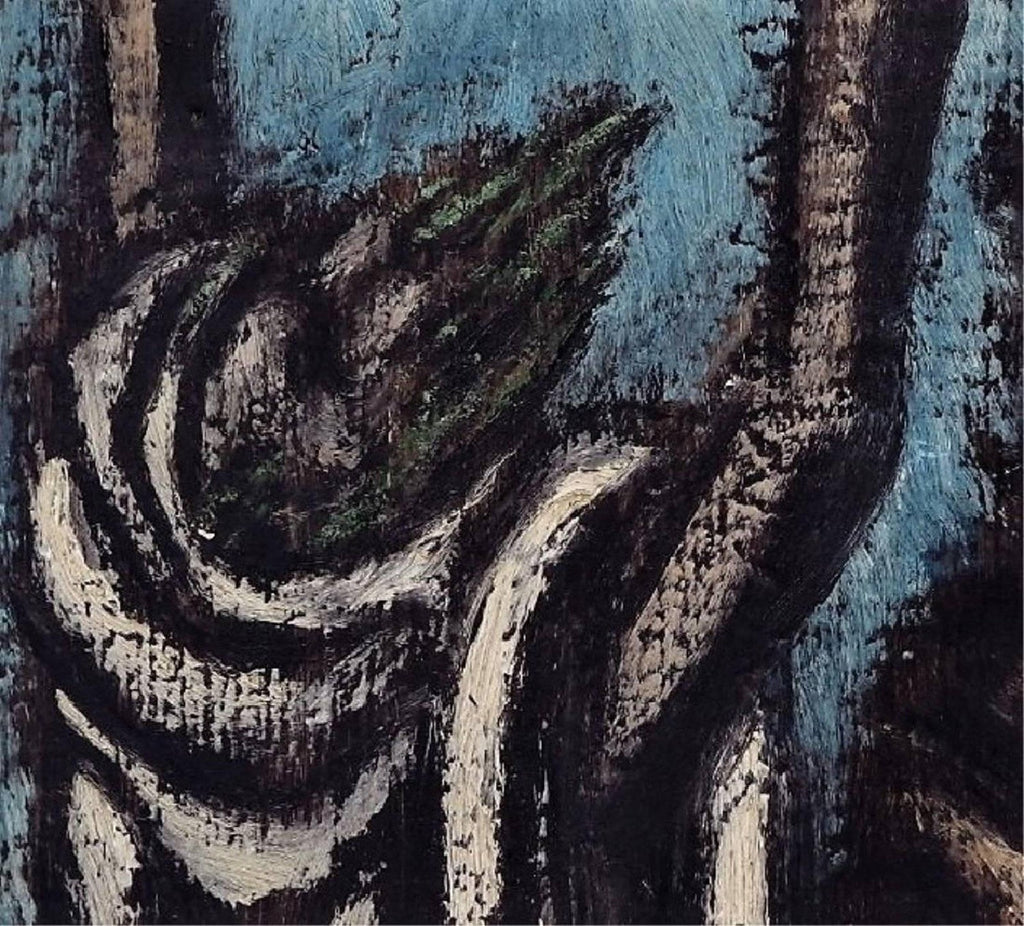 The Prophet, Modernist Judaica Oil Painting Biblical Jewish Rabbi at Prayer