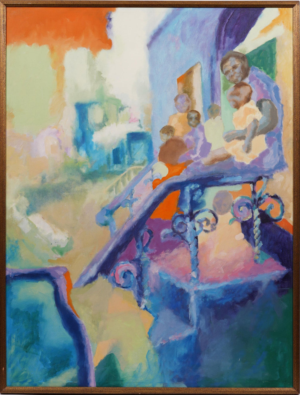 Mid Century Mothers, Children Oil Painting Frank Kleinholz WPA Era NYC Tenements