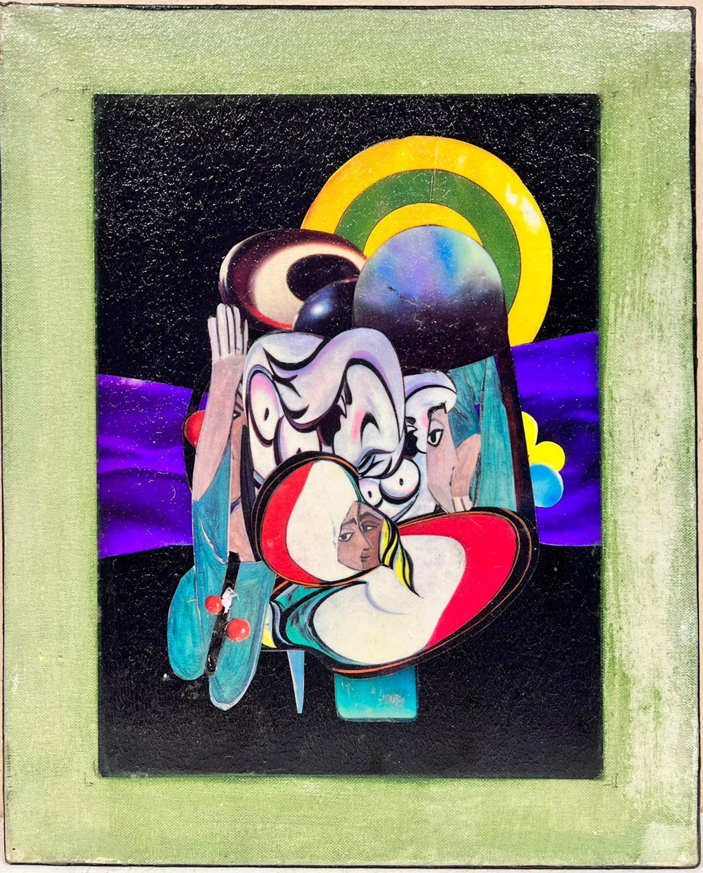 Italian Pop Art Mixed Media Surrealist Painting Collage Gouache Emilio Tadini