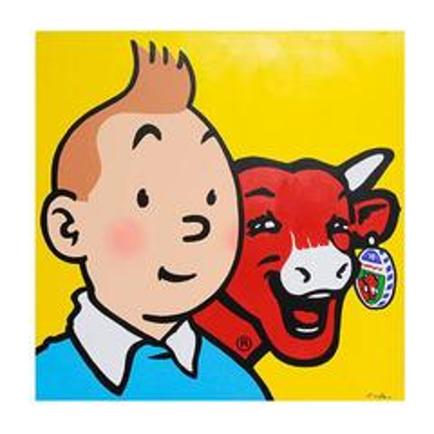 Pop Art Acrylic Painting 'Detectives' from the Tintin Comic books