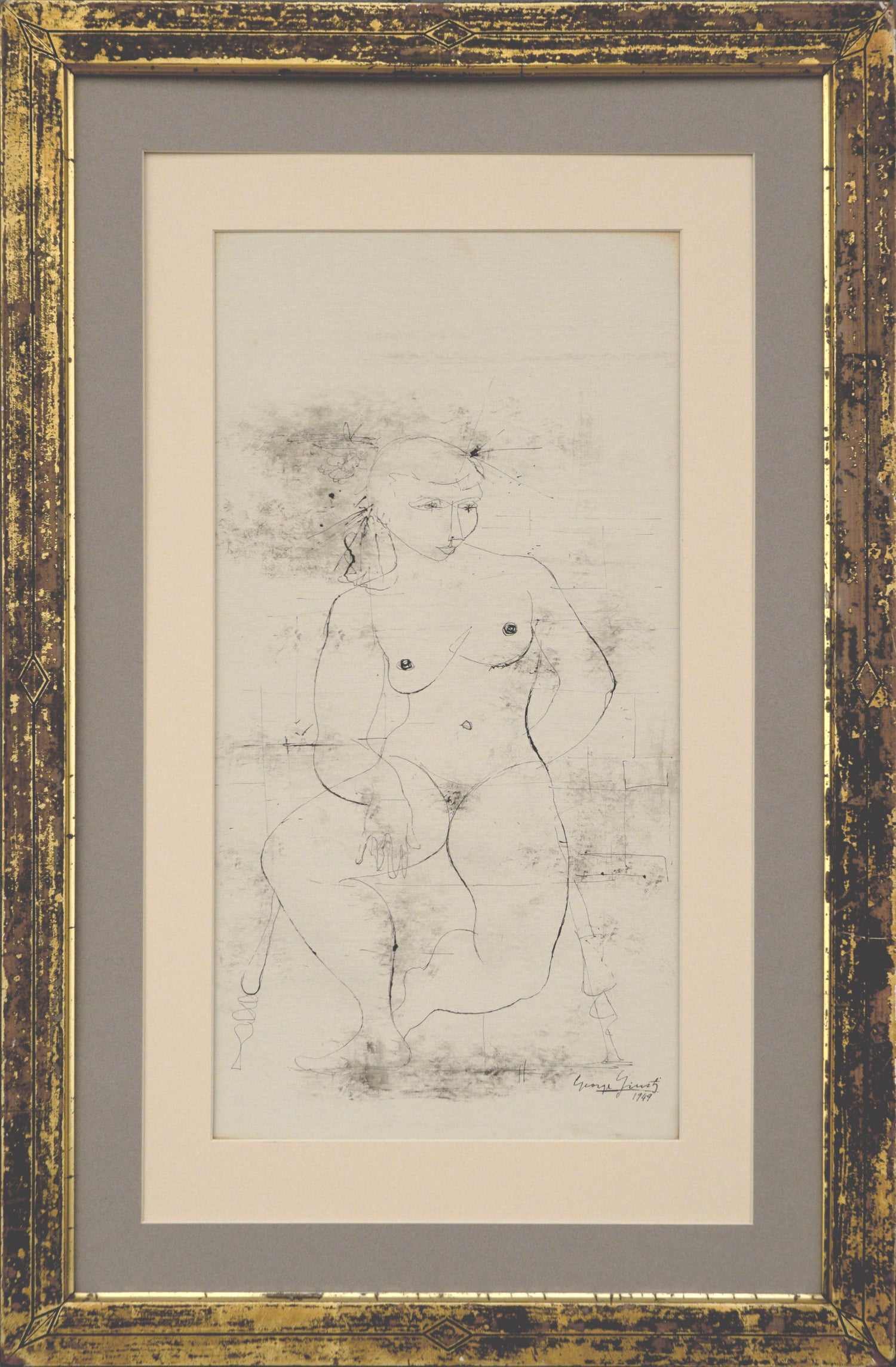Sitting Nude, Drawing in Ink