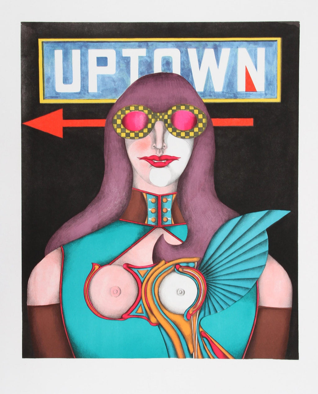 Vintage Modern Lithograph Poster 1960s Pop Art Mod Figure