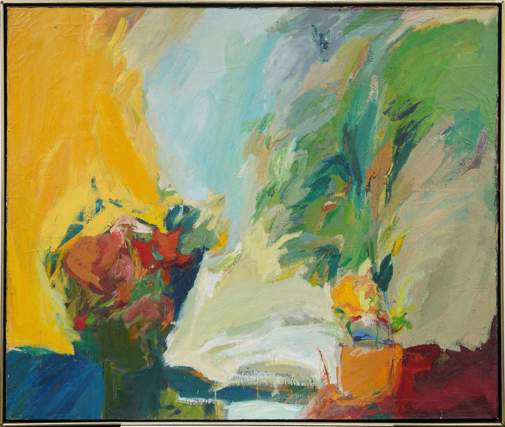 German American Abstract Expressionist Erwin Wending Oil Painting Bold Flowers