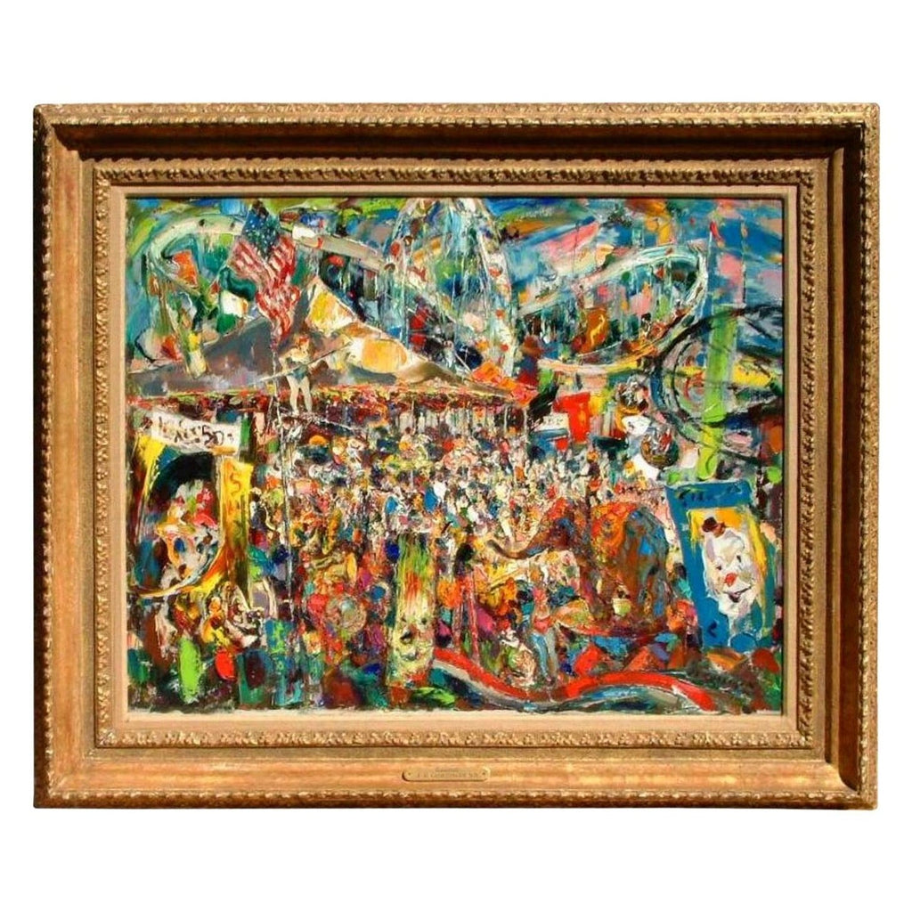 Huge Red Grooms Monotype Oil Painting LA Hollywood Circus Film Cartoon Pop Art