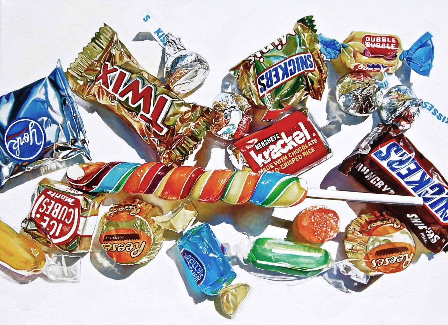 Original James Tormey Photo Realist Oil Painting Still Life Candy Bowl Pop Art
