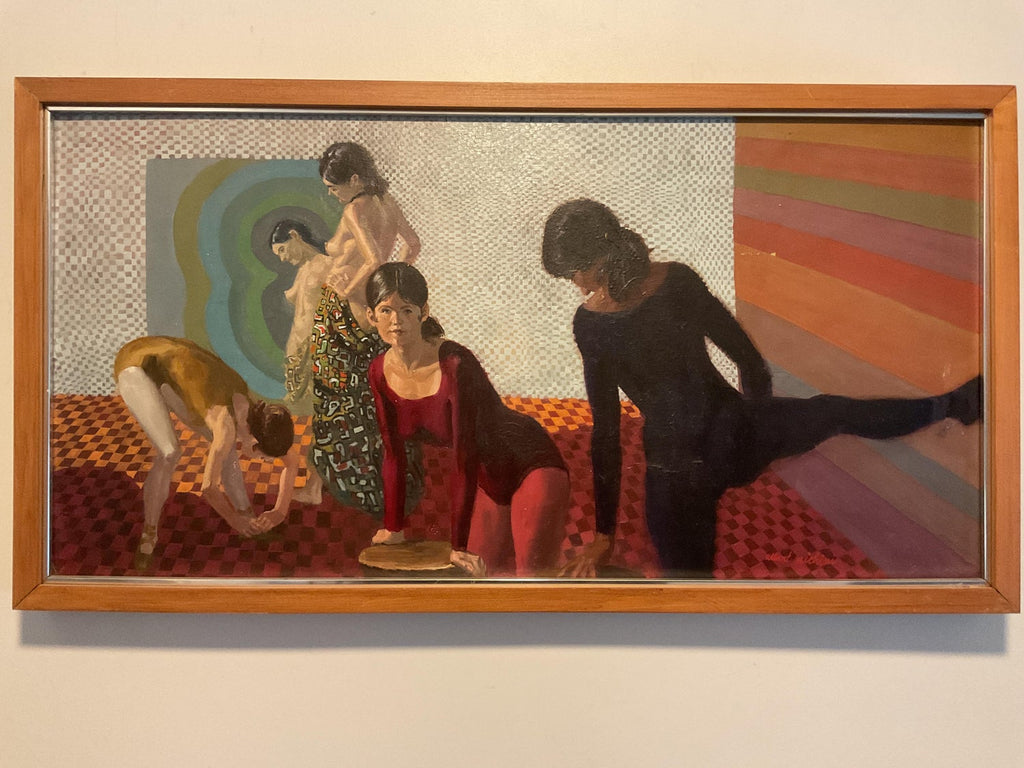 Polish Ecole De Paris Modernist Oil Painting Abstract Dancers Alfred Aberdam