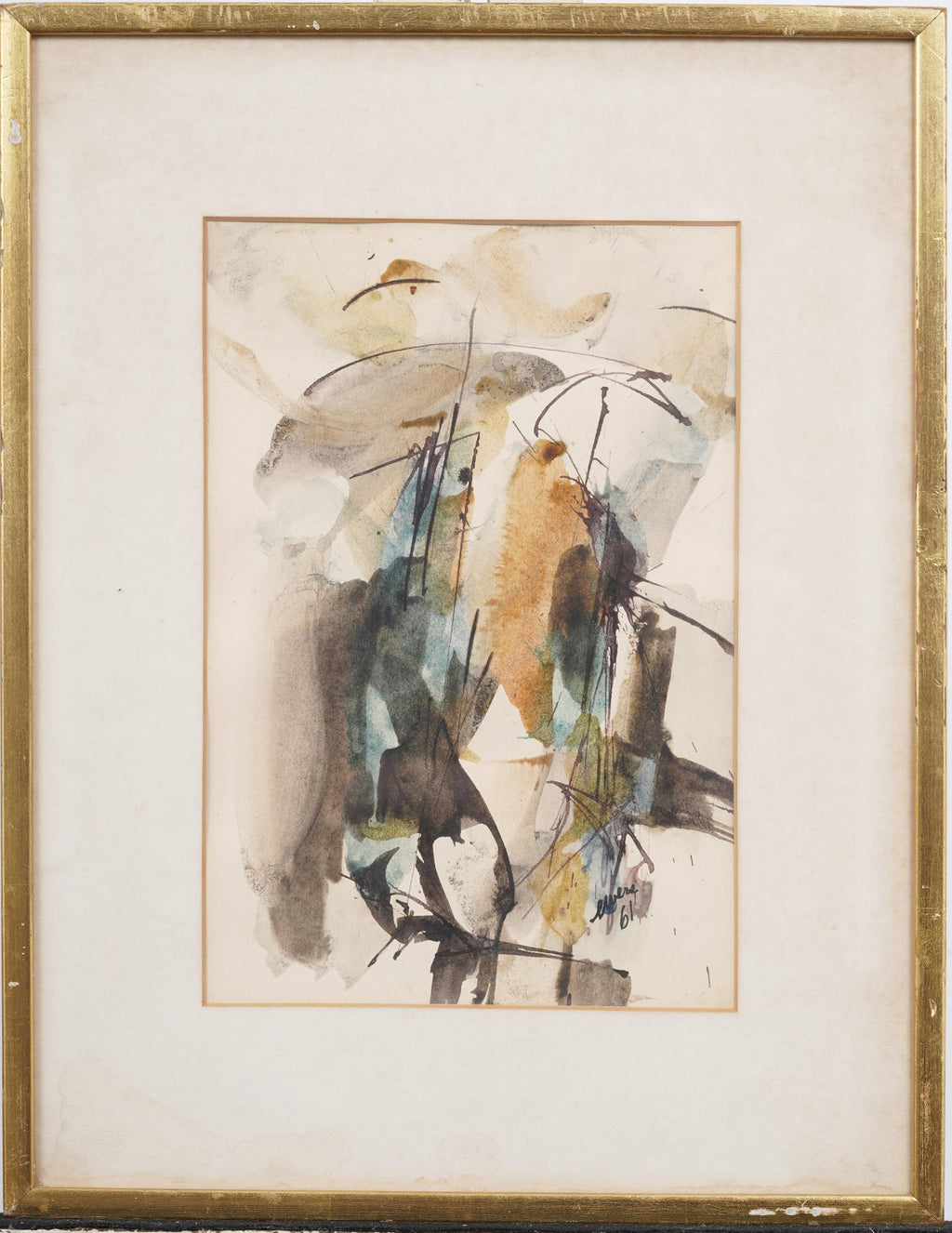 Modernist Abstract Expressionist Color Field Watercolor Painting Lamar Briggs