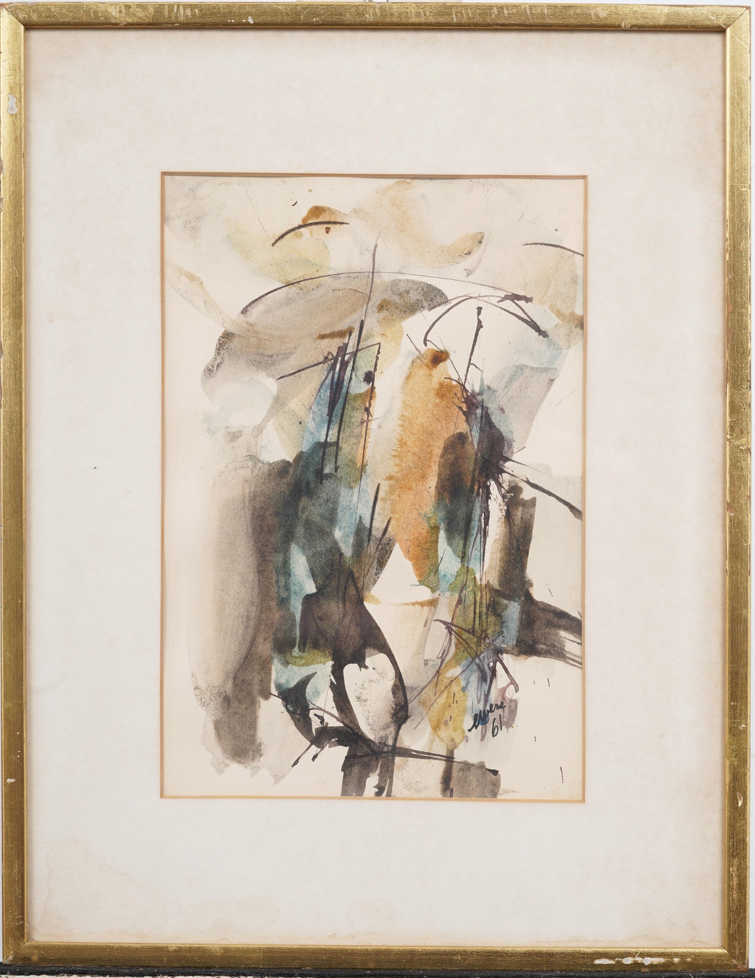 Modernist Abstract Expressionist Color Field Watercolor Painting Lamar Briggs