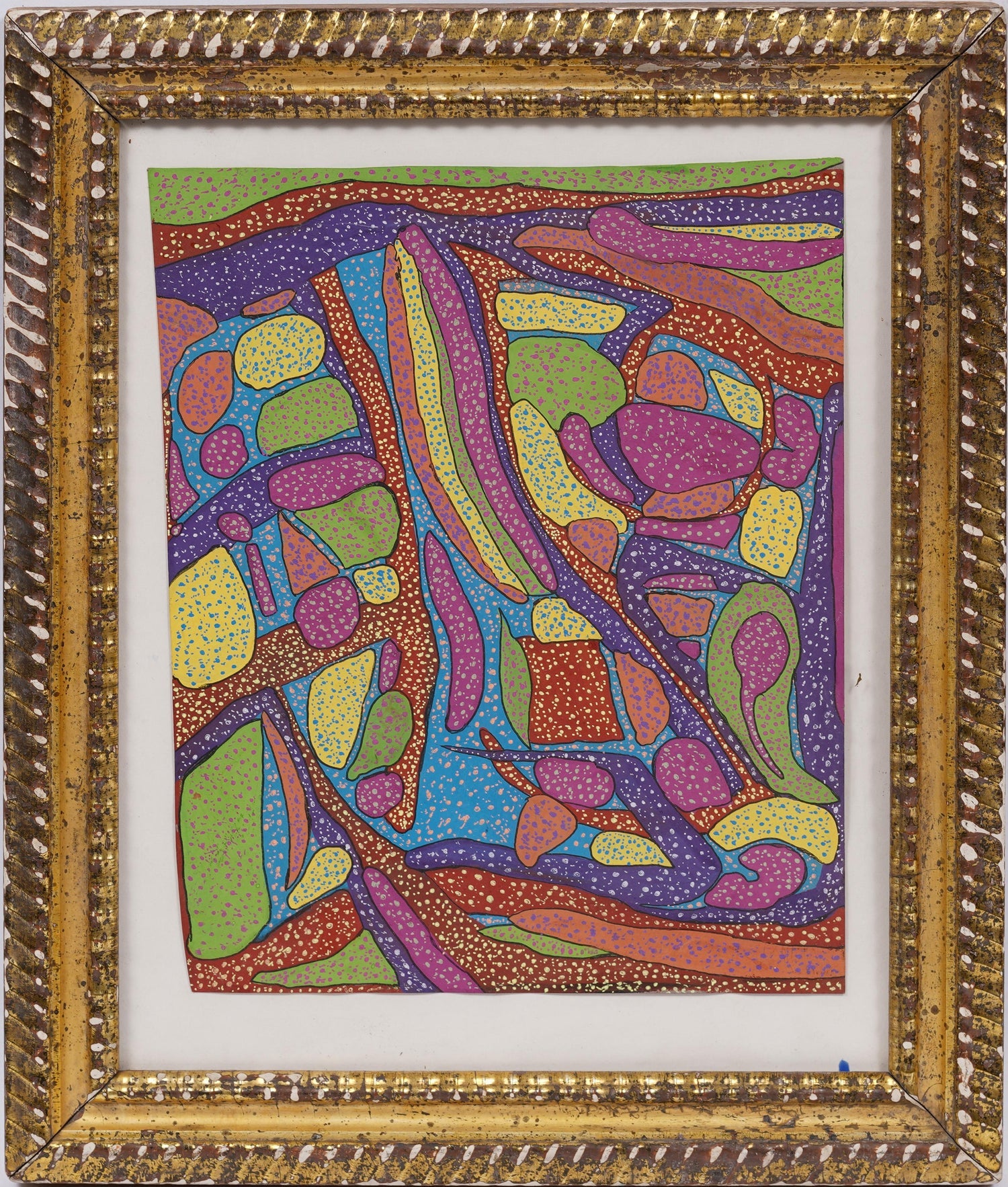 1970's Mod Surrealist Day Glo Fluorescent Acrylic Painting J. James Akston