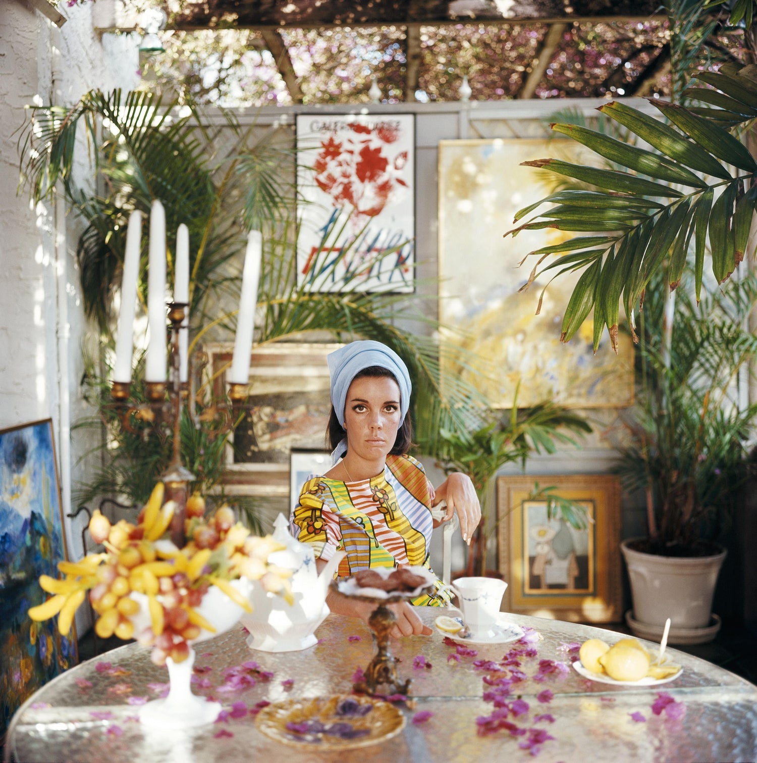 Woman in Bathrobe Large Format Flower Photo 24X20 Color Photograph Beach House