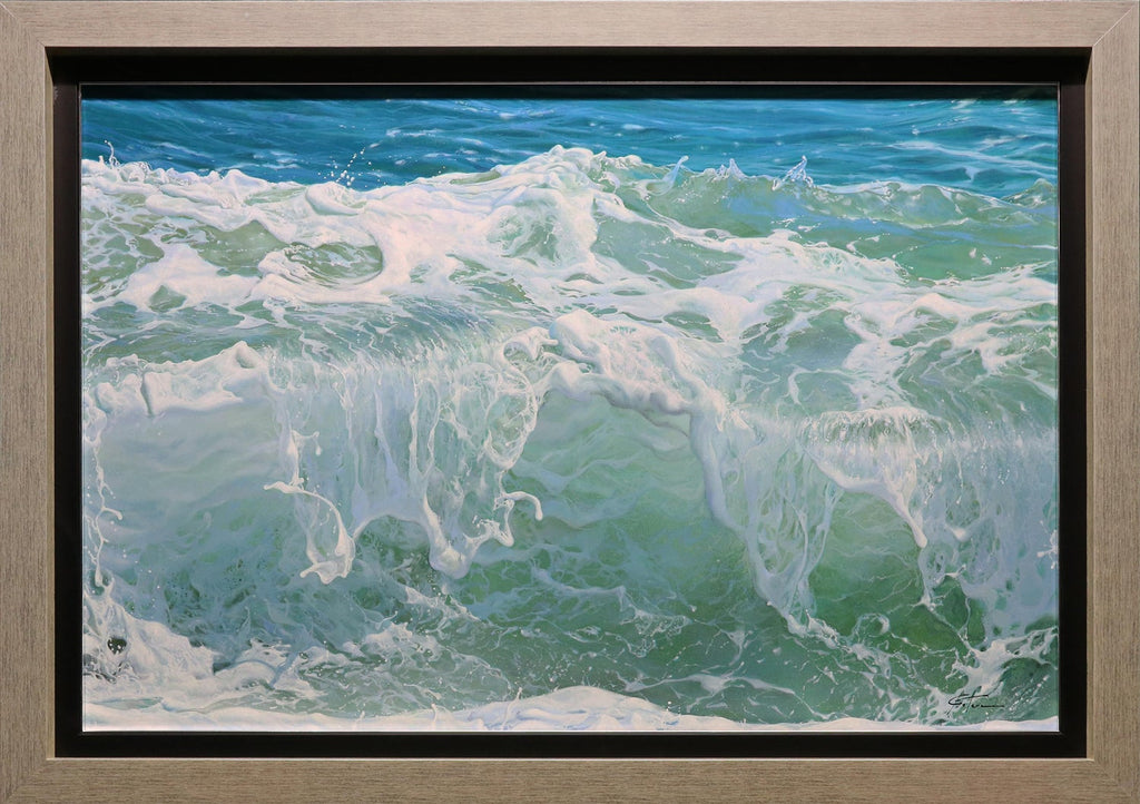 ST BARTH Hyper Realist Beach Scene Rocks and Waves Fabio Aguzzi Oil Painting