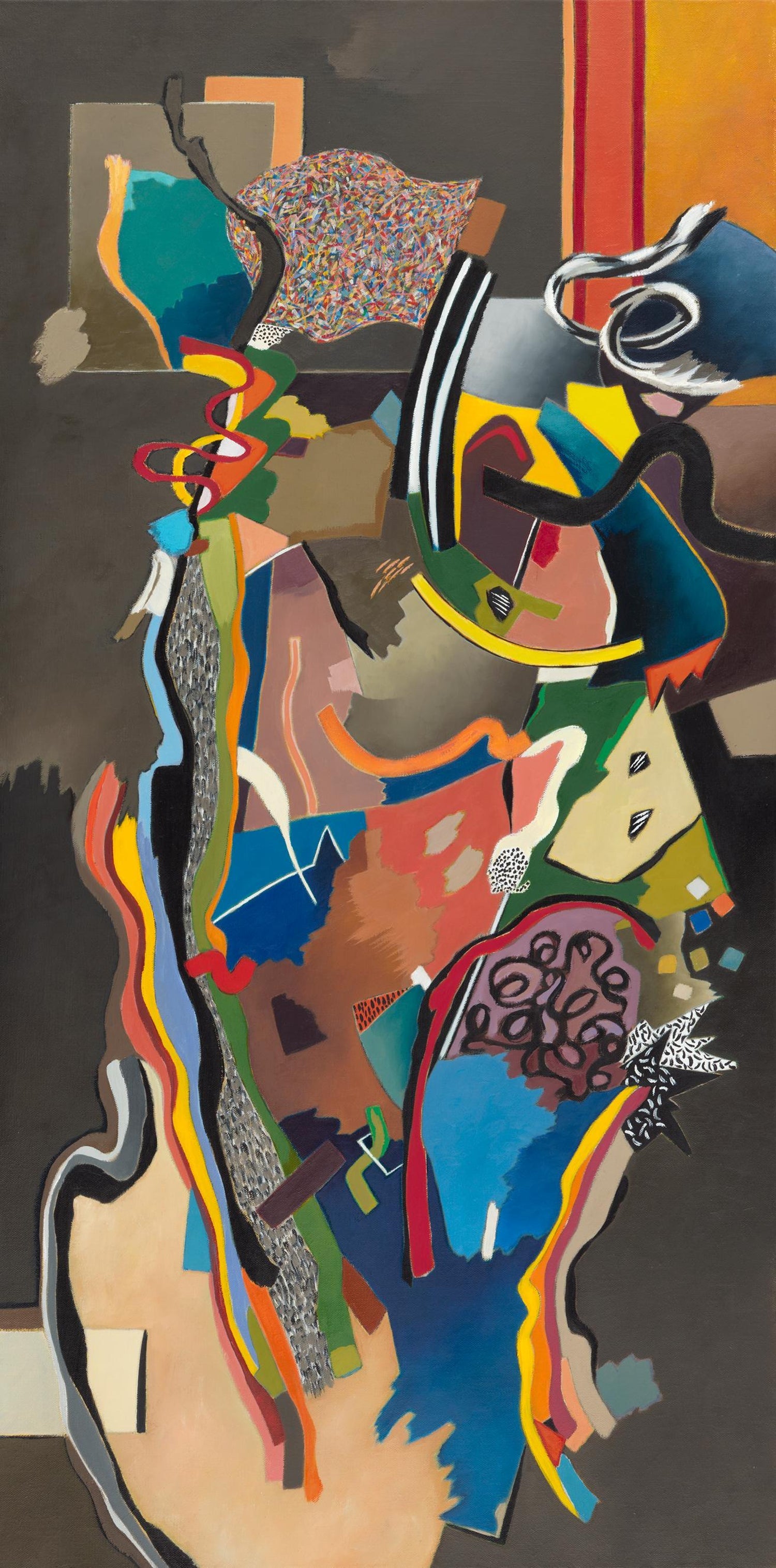 French Surrealist Colorful Futurist Abstract Painting Composition V