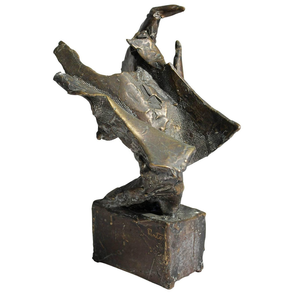 Bronze Sculpture Rabbi w Torah Judaica Figure American Boston Figural Modernist