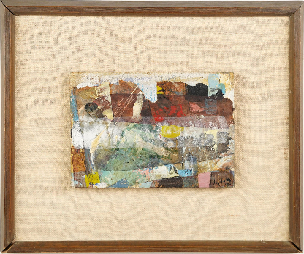 Mixed Media Collage Oil Painting Latvian American Modernist Artist Adja Yunkers