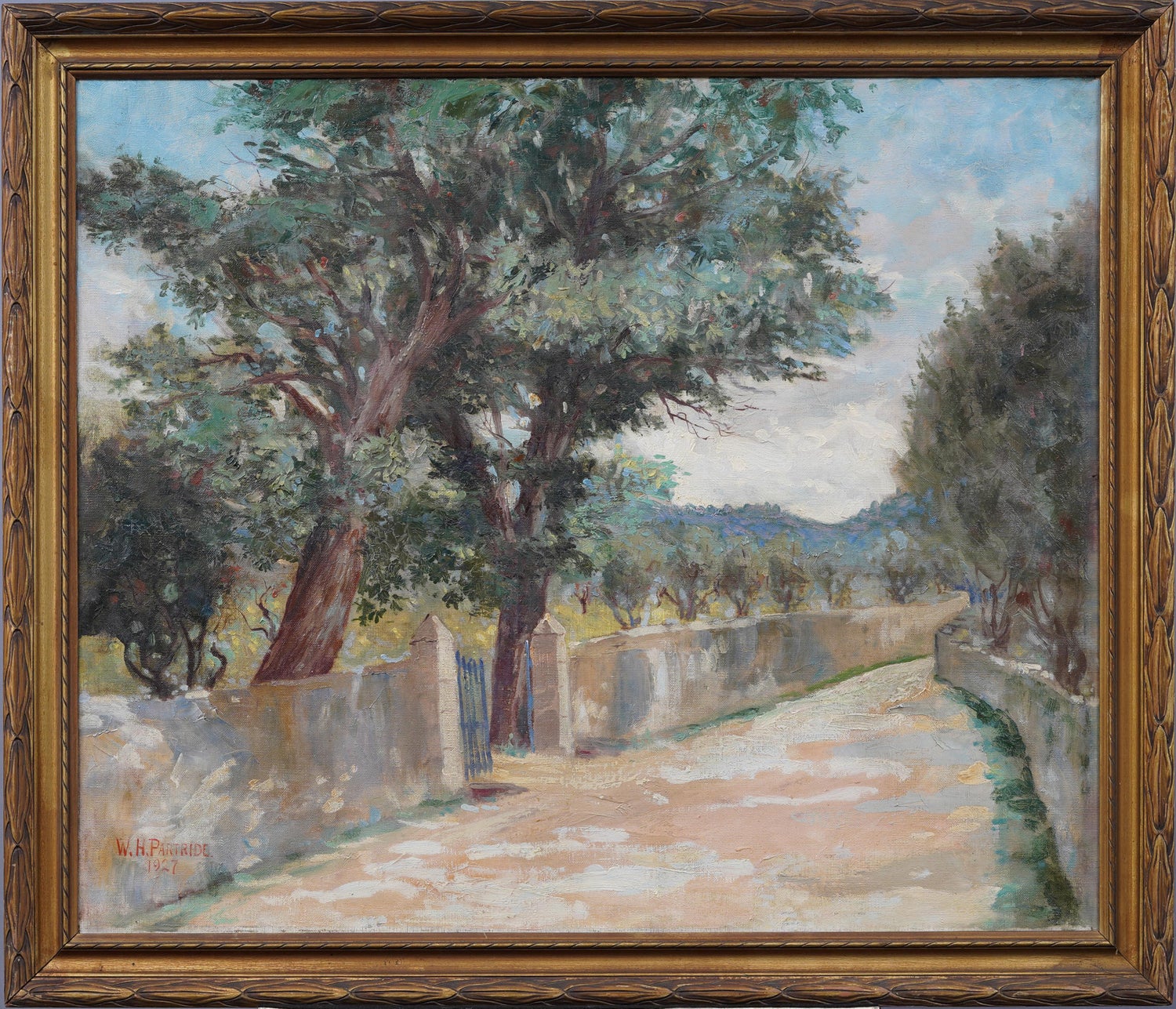 Modernist Picnic Olive Trees Israel Landscape Oil Painting Zvi Livni Israeli Art