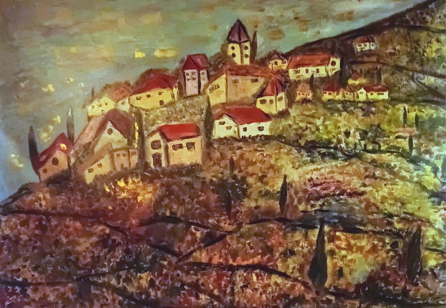 Jerusalem Hasidic Family Oil Painting Israeli Judaica Yossi Stern Bezalel School