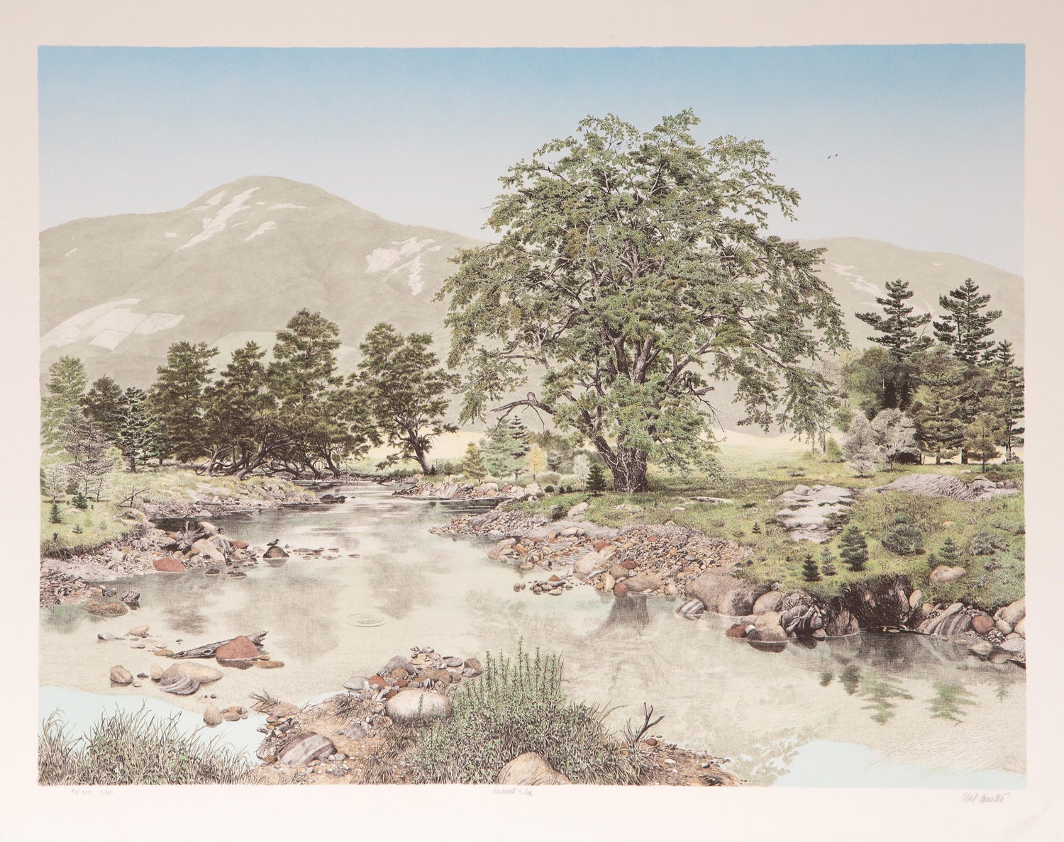 Large American Modern Stonehenge Landscape Aquatint Etching Philip Pearlstein