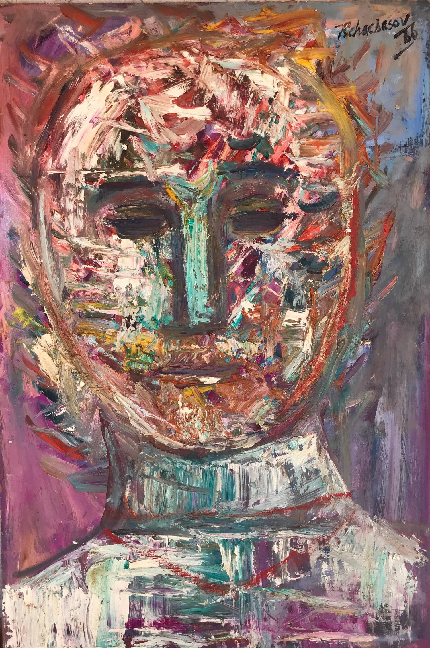 Modernist Encaustic Painting Portrait Boston Expressionist