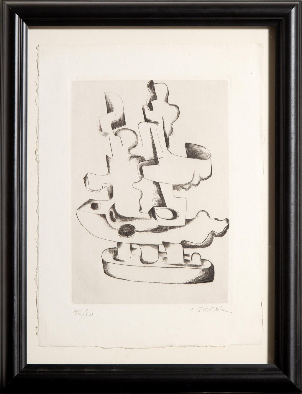 Large Cubist Modernist Color French Lithograph Zadkine Figures La Famille