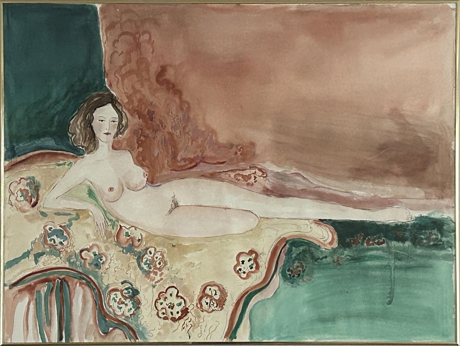 American Woman Artist Society Doyenne Polly Kraft Large Watercolor Painting