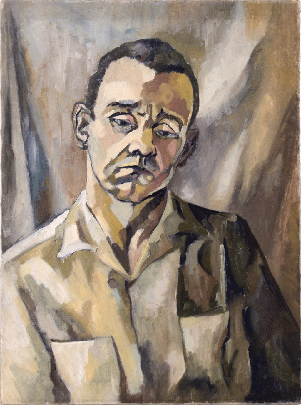 British Modernist Portrait of Chaim Weizmann President of Israel Oil Painting