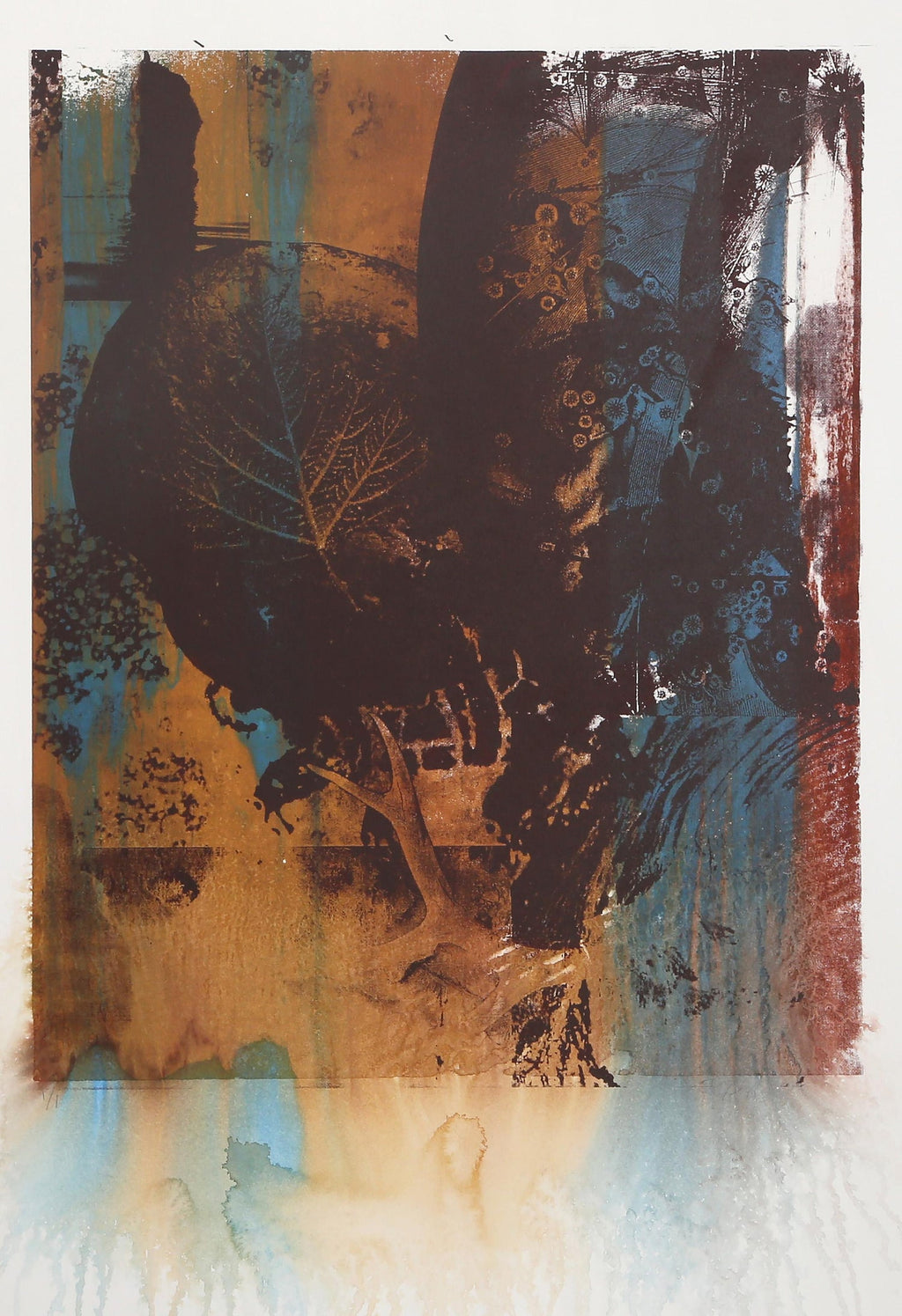 Iain Baxter& "Reaching Landscape" Conceptual Monoprint Painting