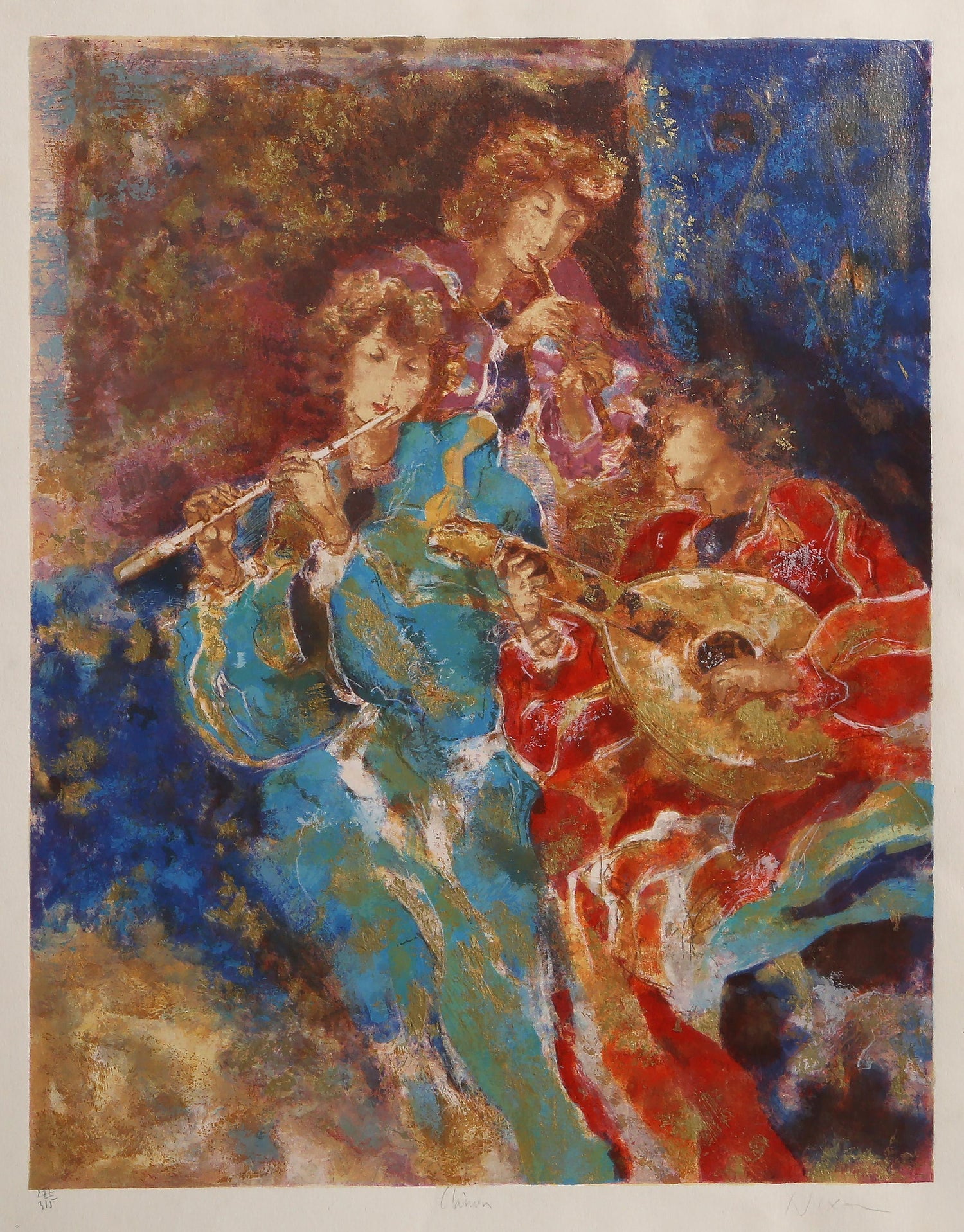 Silkscreen on Canvas Musical Belle Epoque Composition Alexander & Wissotzky
