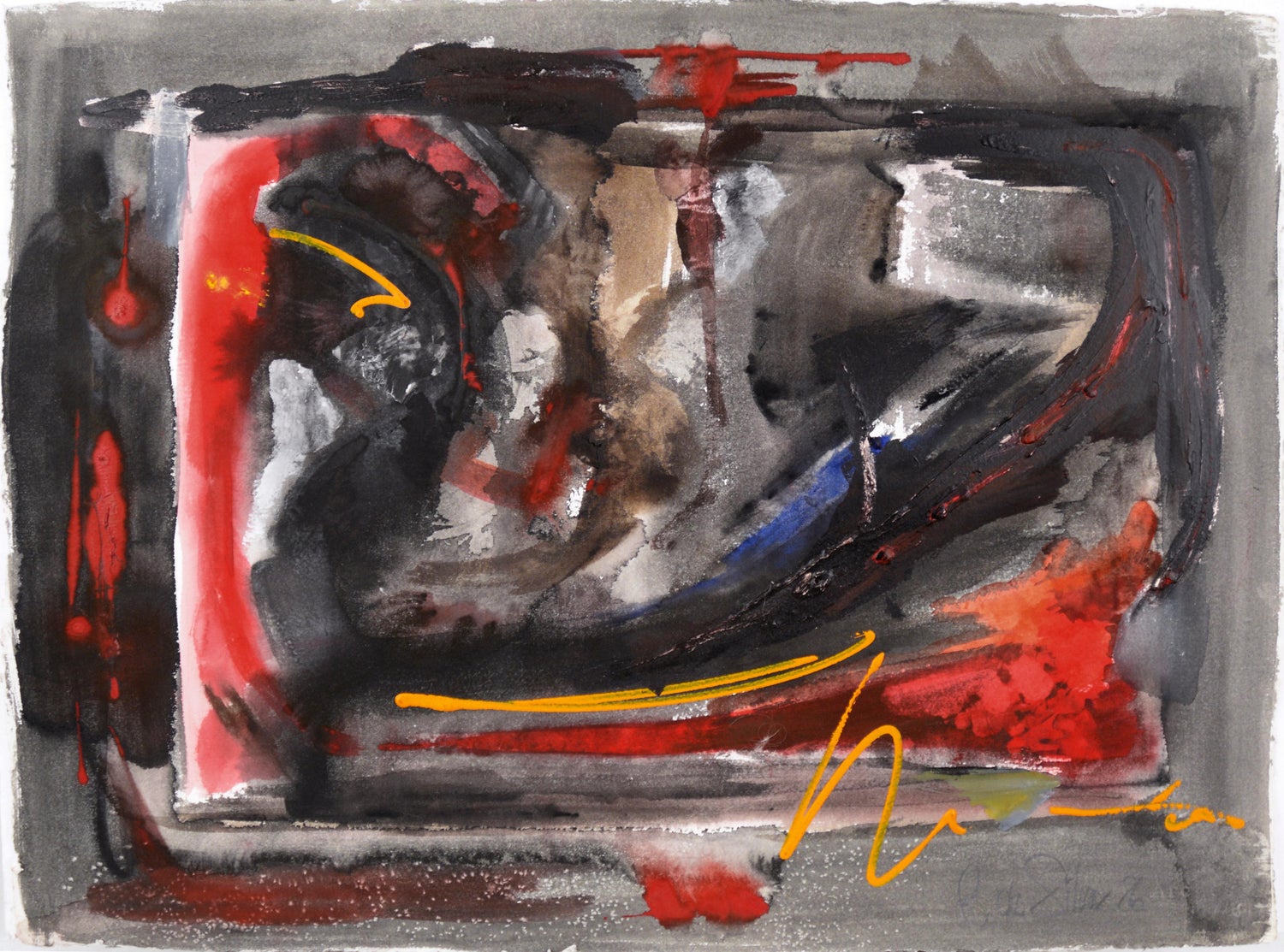 German Abstract Colorful Watercolor Painting Crayon Drawing Andreas Bindl