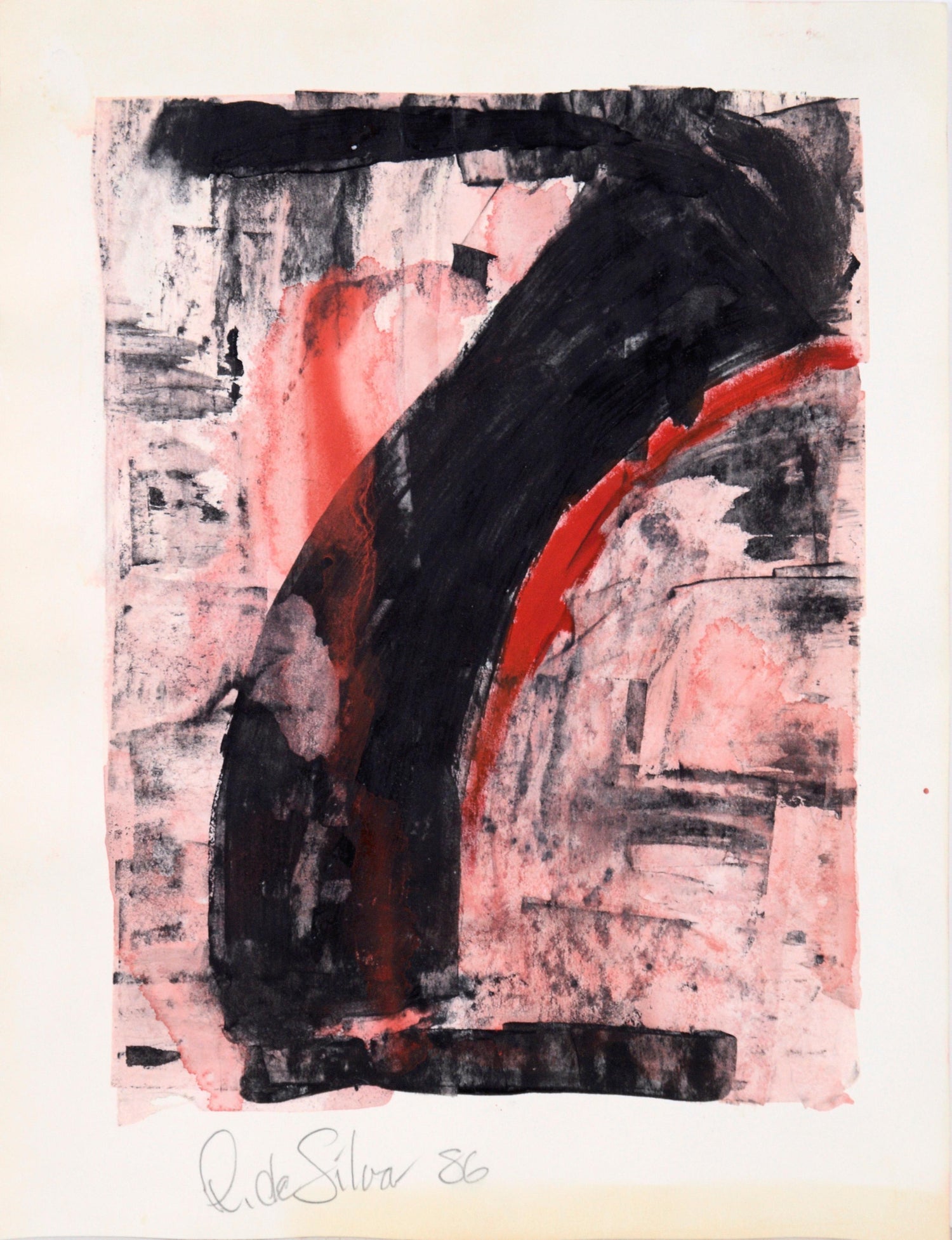 Bold Graphic Abstract Expressionist Mixed Media Painting Richard Snyder NYC Art