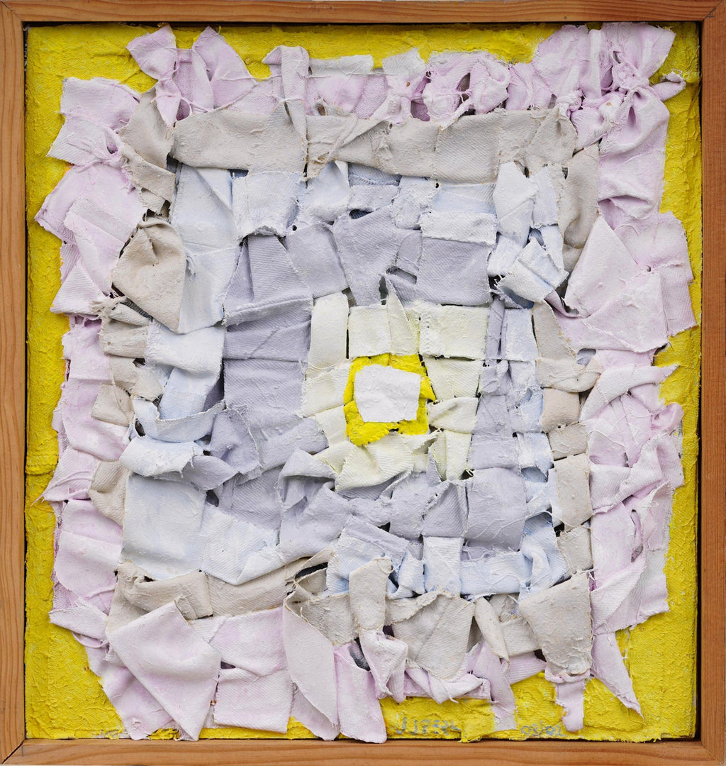 Mixed Media Outsider Art Original Photo Collage Painting in Plastic Bag 2 Sided