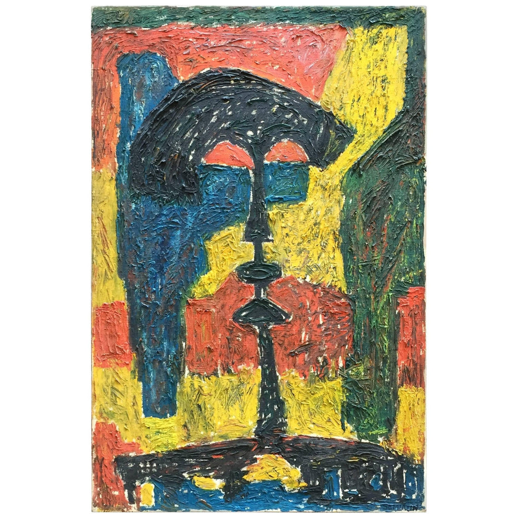 Abstract Painted Ceramic Tile Pop Art Painting Italian Neo Figurative Painting