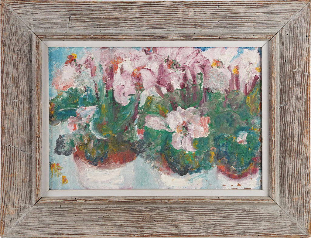 German American Abstract Expressionist Erwin Wending Oil Painting Bold Flowers
