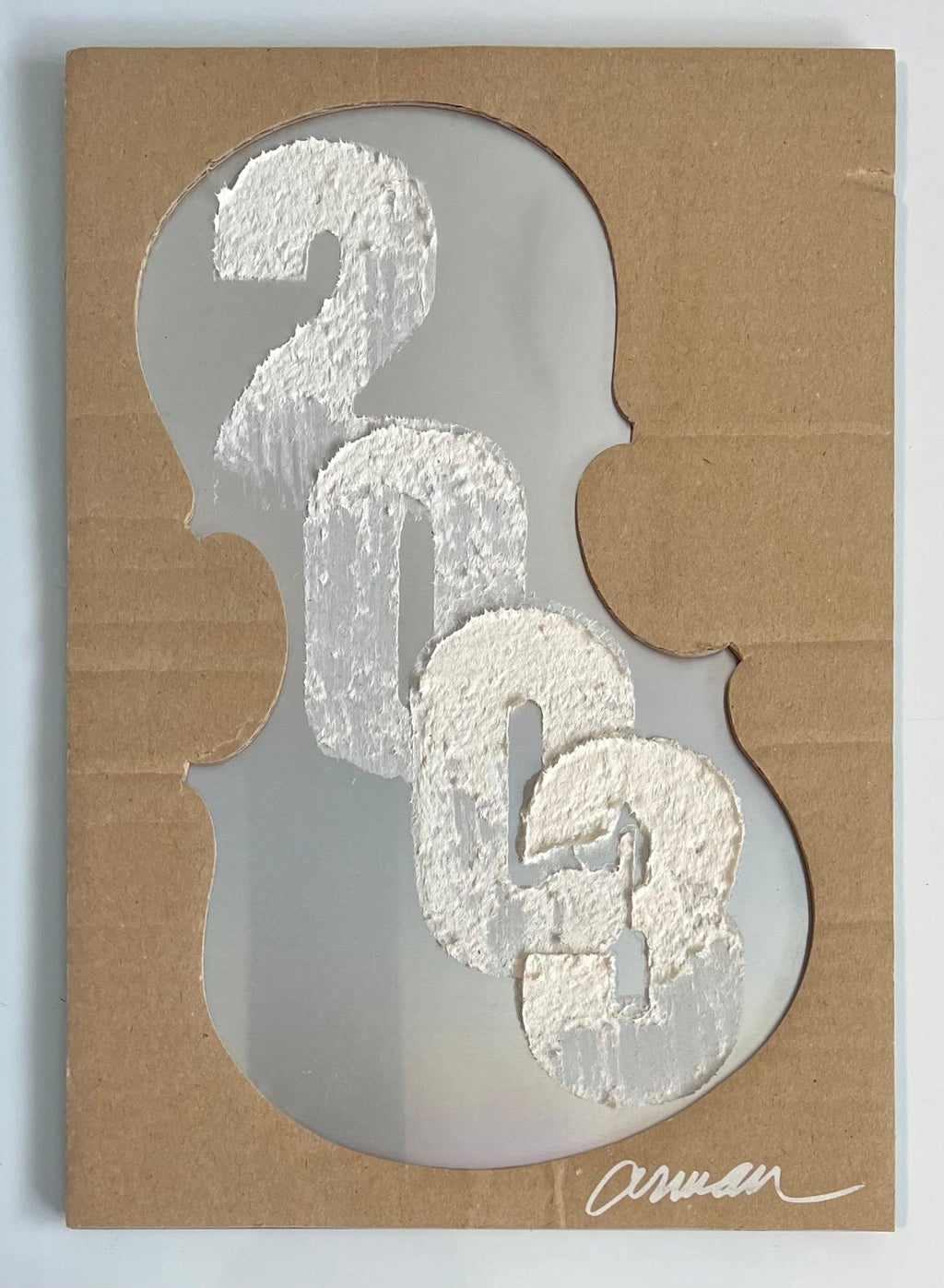 Violin Concerto Hand Signed Mixed media Arman Assemblage Collage New Years Card