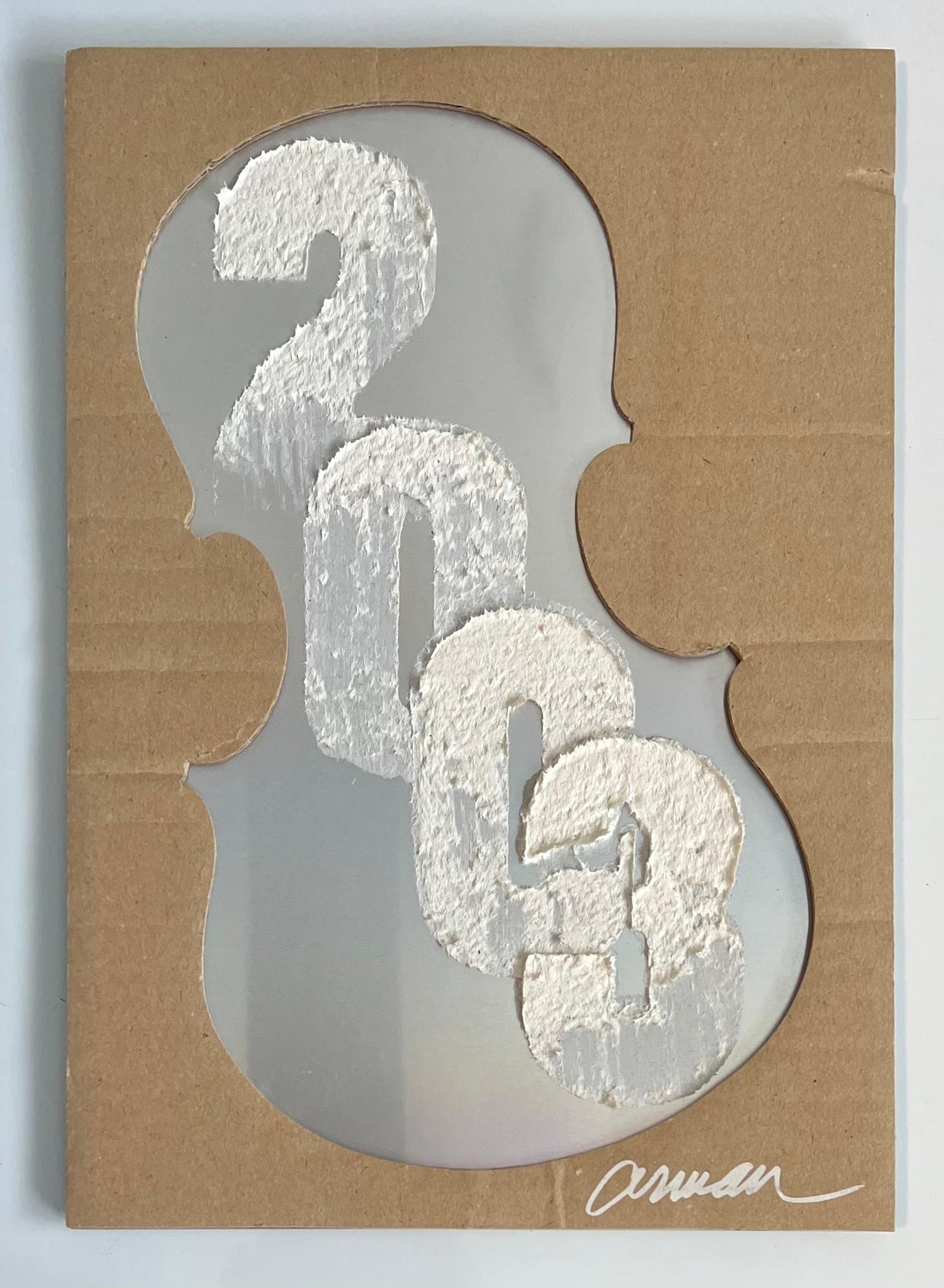 Violin Concerto Hand Signed Mixed media Arman Assemblage Collage New Years Card
