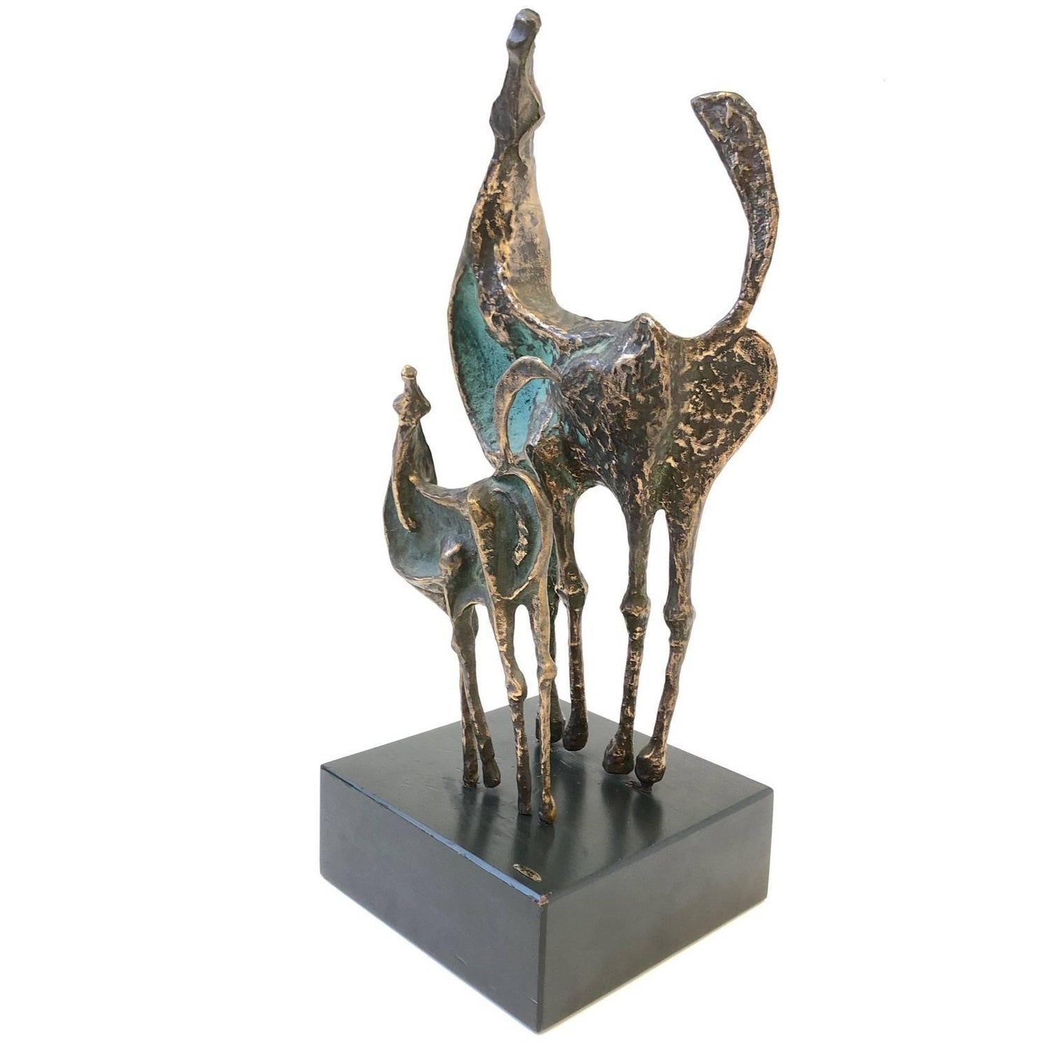 Polish Modernist Prancing Horses Bronze Expressionist Art Sculpture