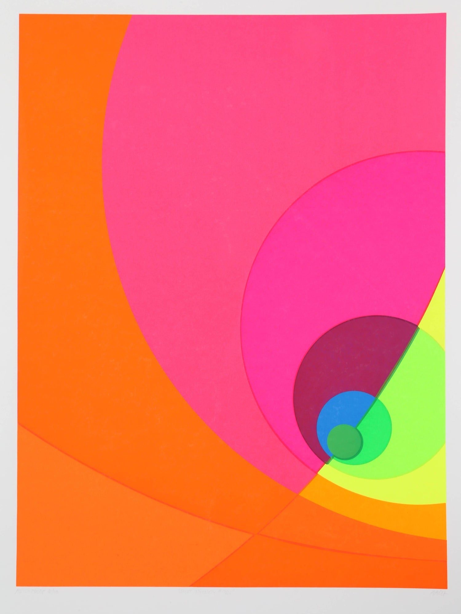 Swiss Artist Large Color Symphony Silkscreen Serigraph Print Kinetic Op Art