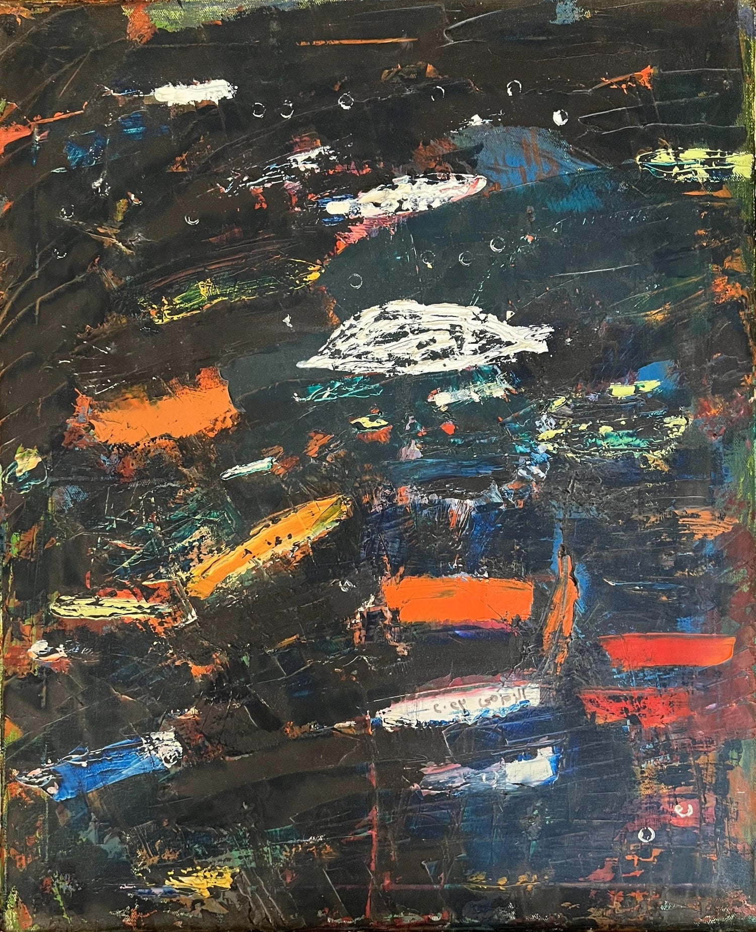 Modernist Persian Iranian Middle Eastern Abstract Fereydoun Assa Oil Painting