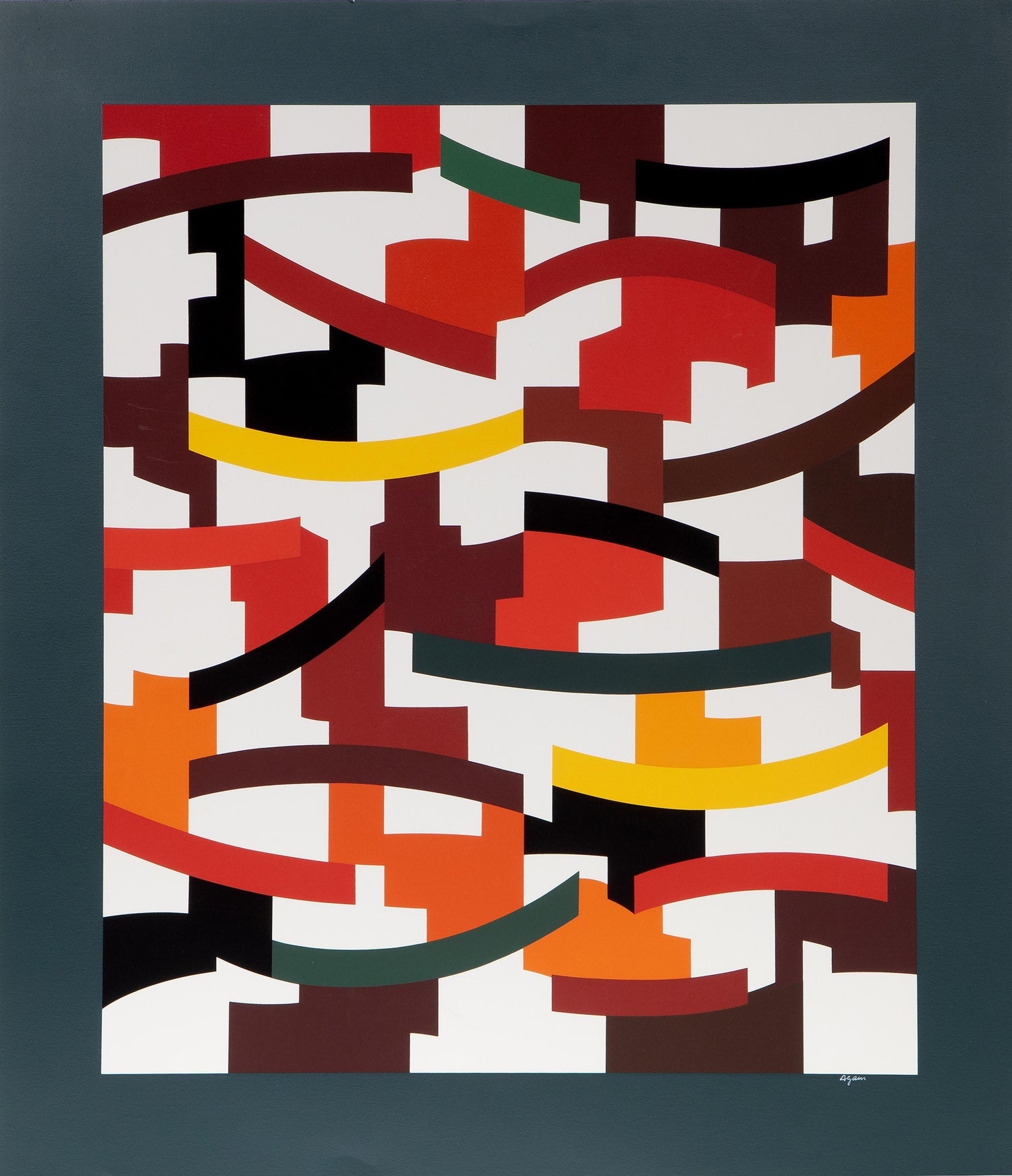 Vintage Agam American Portrait Abstract Modernist Offset Print Poster