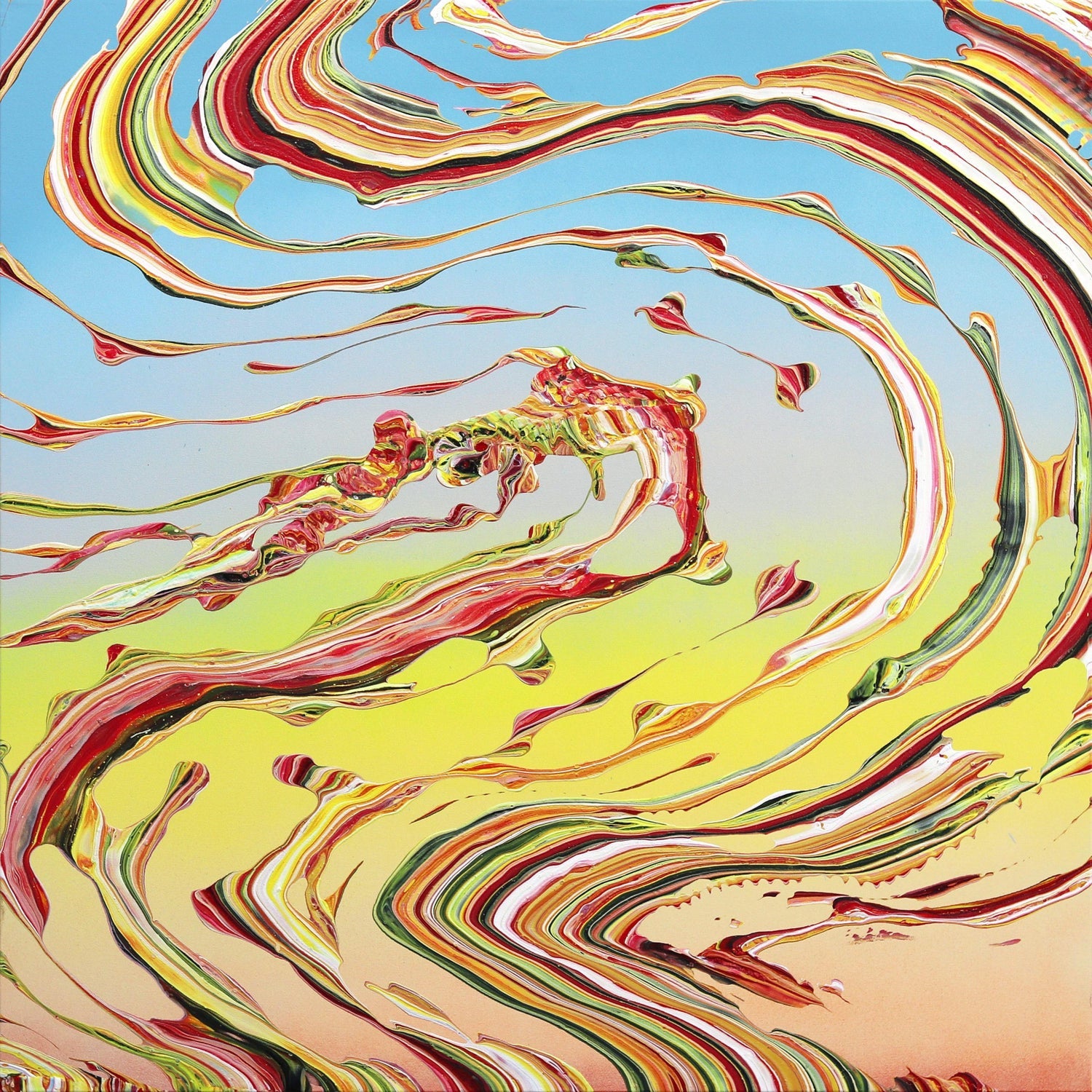 Chilean Liquid Abstraction Color Swirl Acrylic Polymer Eduardo Guelfenbein